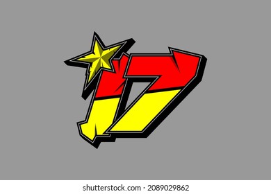 Vector star racing number 17. Flat design, Editable. Vector Illustration EPS 10