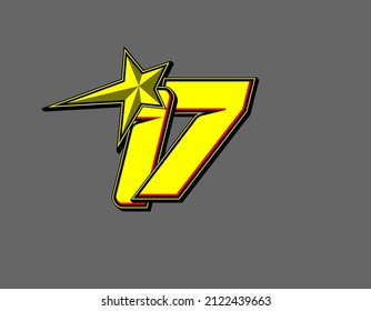 Vector star racing number 17. Flat design, Editable. Vector Illustration EPS 10