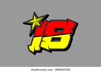 Vector star racing number 18. Flat design, Editable. Vector Illustration EPS 10
