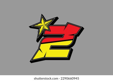 Vector star racing number 2. Flat design, Editable. Vector Illustration EPS 10