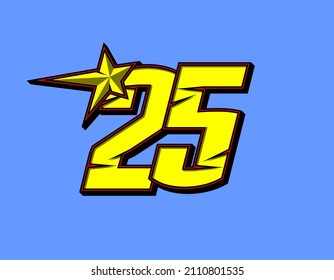 Vector star racing number 25. Flat design, Editable. Vector Illustration EPS 10