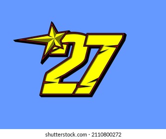 Vector star racing number 27. Flat design, Editable. Vector Illustration EPS 10