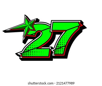 Vector star racing number 27. Flat design, Editable. Vector Illustration EPS 10