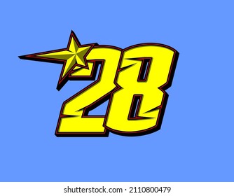 Vector star racing number 28. Flat design, Editable. Vector Illustration EPS 10