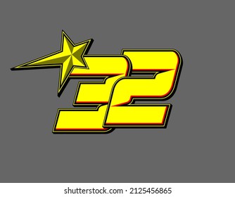 Vector star racing number 32. Flat design, Editable. Vector Illustration EPS 10