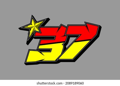 Vector star racing number 37. Flat design, Editable. Vector Illustration EPS 10