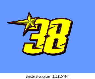 Vector star racing number 38. Flat design, Editable. Vector Illustration EPS 10