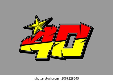 Carrera de vectores número 40. Diseño plano, editable. Vector Illustration EPS 10
