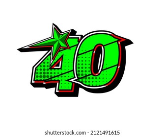 Vector star racing number 40. Flat design, Editable. Vector Illustration EPS 10