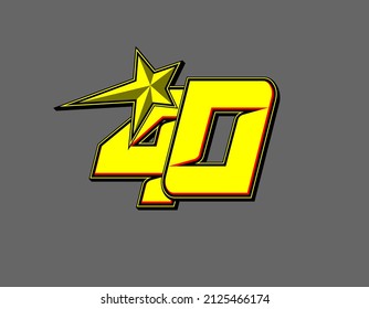 Vector star racing number 40. Flat design, Editable. Vector Illustration EPS 10