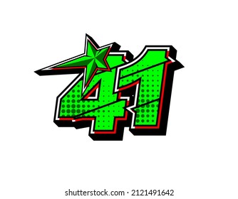 Vector star racing number 41. Flat design, Editable. Vector Illustration EPS 10