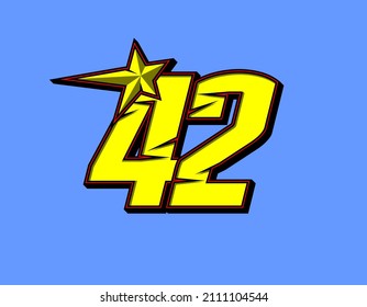 Vector star racing number 42. Flat design, Editable. Vector Illustration EPS 10