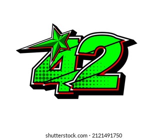 Vector star racing number 42. Flat design, Editable. Vector Illustration EPS 10