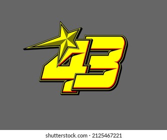 Vector star racing number 43. Flat design, Editable. Vector Illustration EPS 10