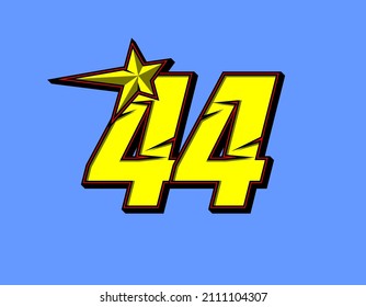 Vector star racing number 44. Flat design, Editable. Vector Illustration EPS 10