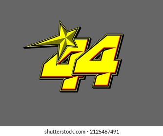 Vector star racing number 44. Flat design, Editable. Vector Illustration EPS 10