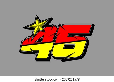 Vector star racing number 46. Flat design, Editable. Vector Illustration EPS 10