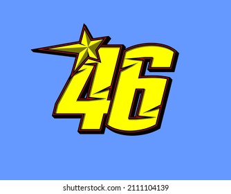 Vector star racing number 46. Flat design, Editable. Vector Illustration EPS 10