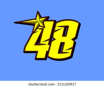 Vector star racing number 48. Flat design, Editable. Vector Illustration EPS 10
