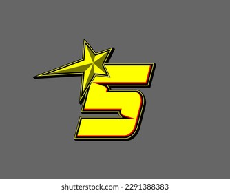 Vector star racing number 5. Flat design, Editable. Vector Illustration EPS 10