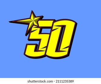 Vector star racing number 50. Flat design, Editable. Vector Illustration EPS 10