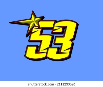 Vector star racing number 53. Flat design, Editable. Vector Illustration EPS 10