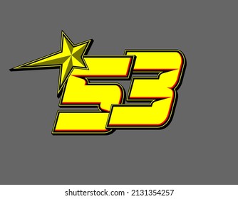 Vector star racing number 53. Flat design, Editable. Vector Illustration EPS 10