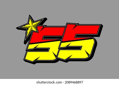 Vector star racing number 55. Flat design, Editable. Vector Illustration EPS 10