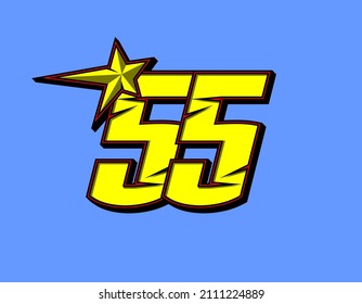 Vector star racing number 55. Flat design, Editable. Vector Illustration EPS 10