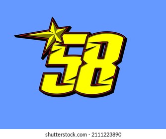 Vector star racing number 58. Flat design, Editable. Vector Illustration EPS 10