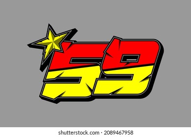 Vector star racing number 59. Flat design, Editable. Vector Illustration EPS 10