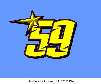 Carrera 59 con estrella vectorial. Diseño plano, editable. Vector Illustration EPS 10