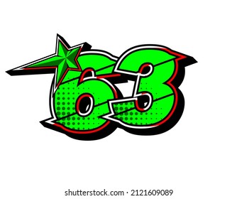 Vector Star Racing Number 63 Flat Stock Vector (Royalty Free ...