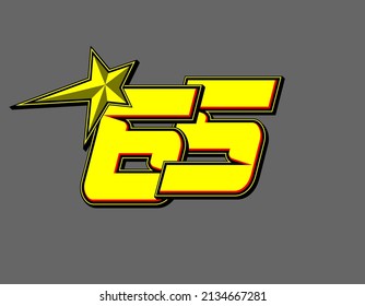 Vector star racing number 65. Flat design, Editable. Vector Illustration EPS 10