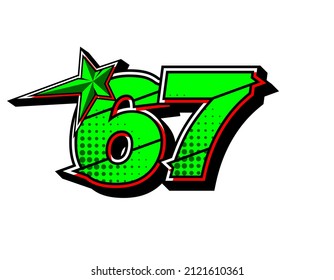 Carrera 67 con estrella vectorial. Diseño plano, editable. Vector Illustration EPS 10