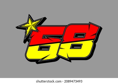 Vector star racing number 68. Flat design, Editable. Vector Illustration EPS 10