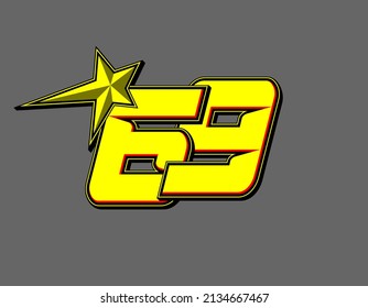 Vector star racing number 69. Flat design, Editable. Vector Illustration EPS 10