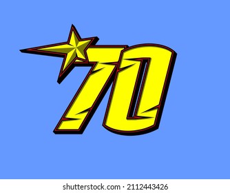 Vector star racing number 70. Flat design, Editable. Vector Illustration EPS 10