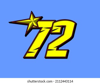Vector star racing number 72. Flat design, Editable. Vector Illustration EPS 10