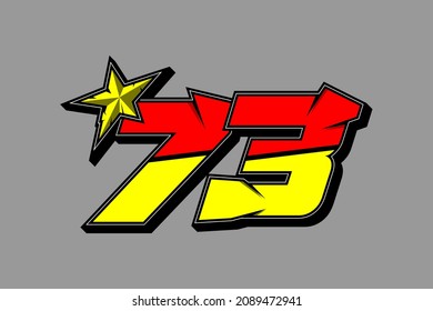 Vector star racing number 73. Flat design, Editable. Vector Illustration EPS 10