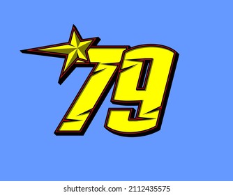 Vector star racing number 79. Flat design, Editable. Vector Illustration EPS 10