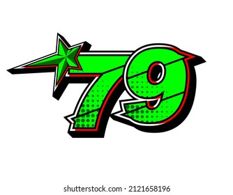 Vector star racing number 79. Flat design, Editable. Vector Illustration EPS 10