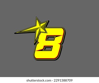 Vector star racing number 8. Flat design, Editable. Vector Illustration EPS 10