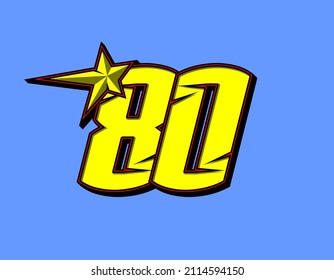 Vector star racing number 80. Flat design, Editable. Vector Illustration EPS 10
