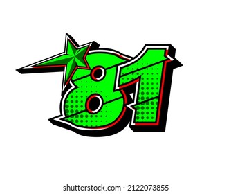 Vector star racing number 81. Flat design, Editable. Vector Illustration EPS 10