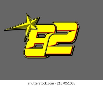 Vektorstar-Rennen Nummer 82. Flaches Design, Bearbeitbar. Vektorgrafik EPS10