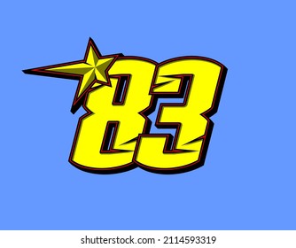 Vector star racing number 83. Flat design, Editable. Vector Illustration EPS 10