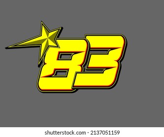 Vector star racing number 83. Flat design, Editable. Vector Illustration EPS 10