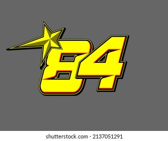 Vector star racing number 84. Flat design, Editable. Vector Illustration EPS 10