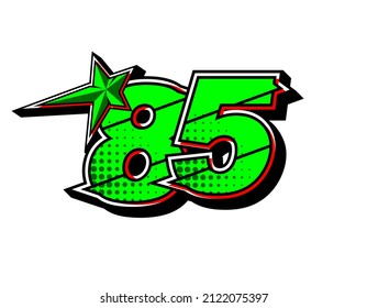 Vector star racing number 85. Flat design, Editable. Vector Illustration EPS 10